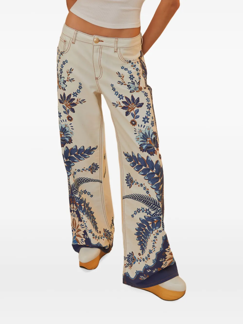 FARM Rio Encanto Tropical-print trousers Wit