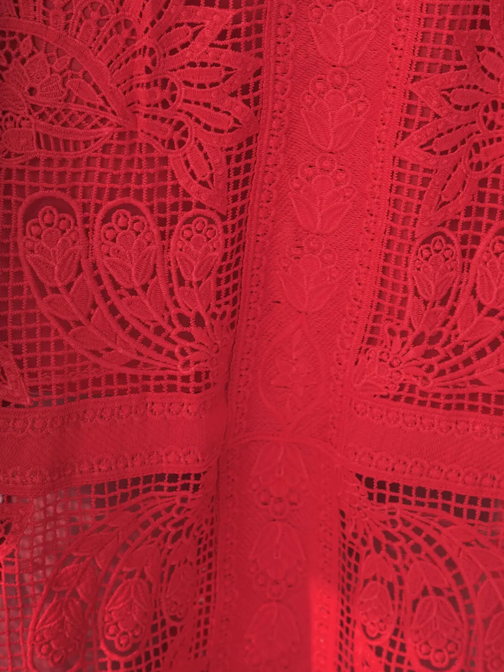 Farm Rio Lace-panelled Midi Skirt In Red