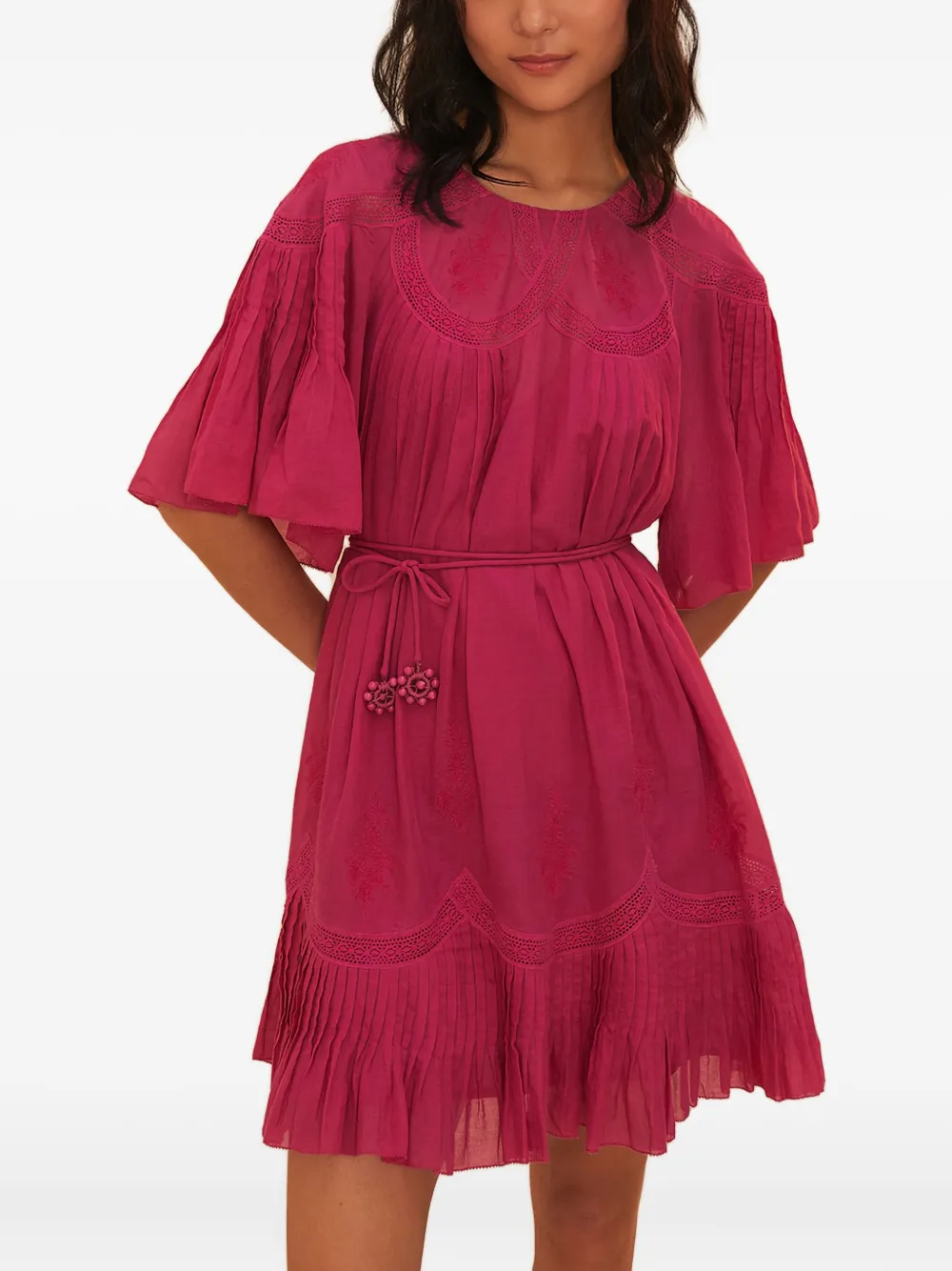 cotton pleated midi dress