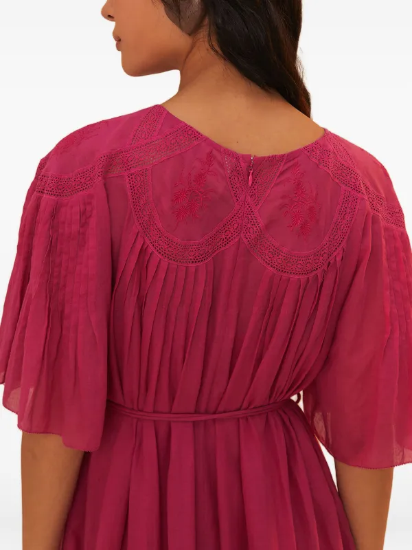 farm rio pleated dress Farm Rio x Anthropologie Pleated Palm Midi Dress (Size 1X) - NWT
