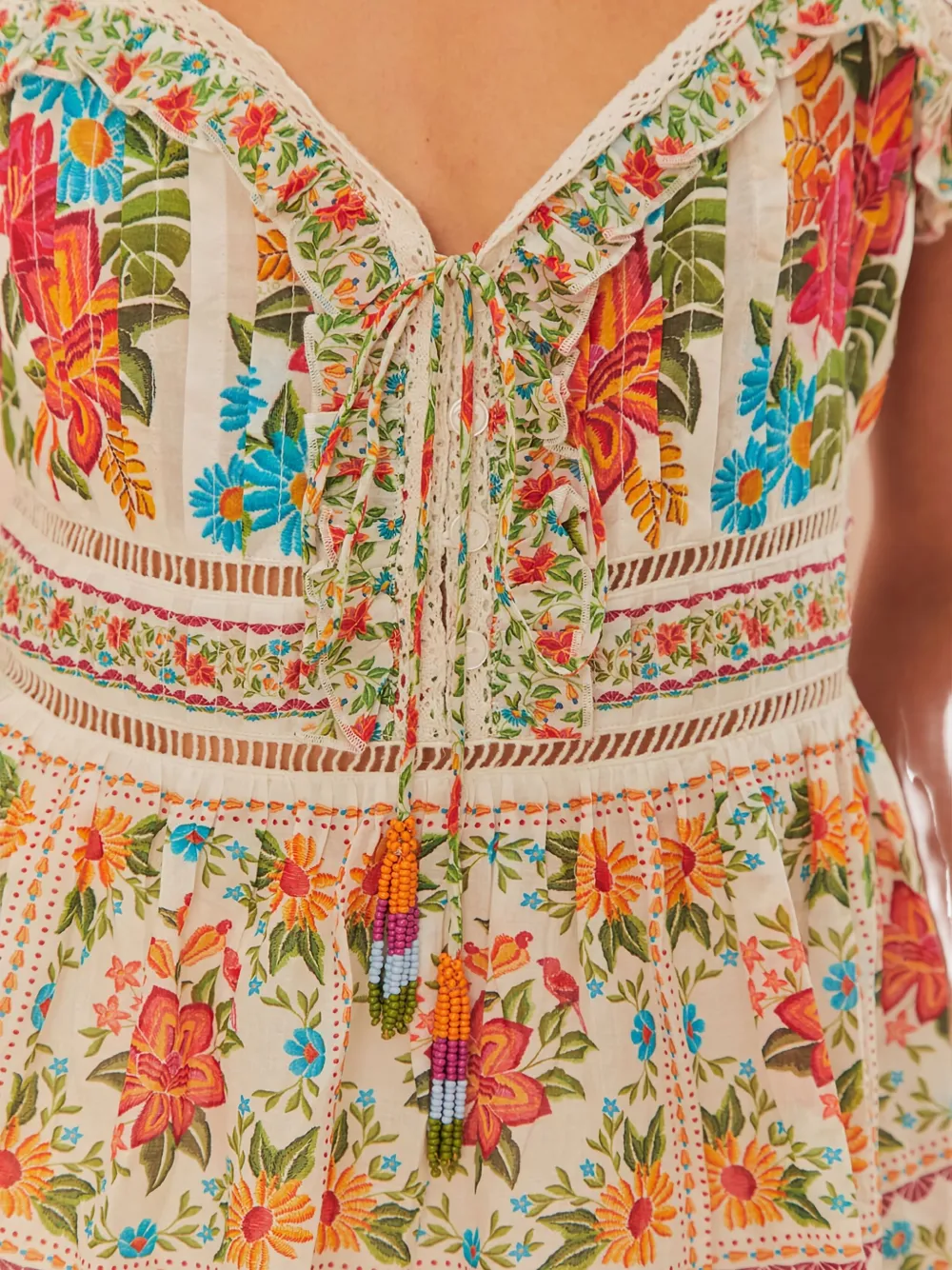 FARM Rio Top met afwerking van kant Wit