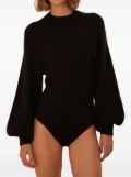 FARM Rio balloon-sleeve ribbed top - Black