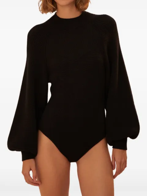 FARM Rio balloon-sleeve ribbed top