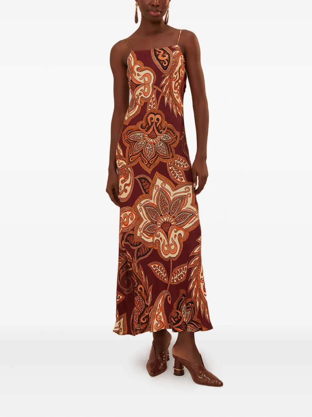 FARM Rio Maxi-jurk met luipaardprint en paisley-print - Rood