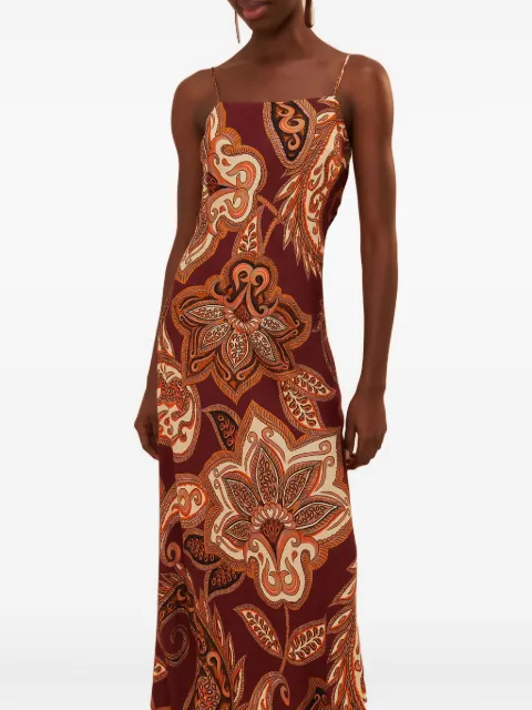 FARM Rio slip dress largo con estampado de leopardo y cachemira