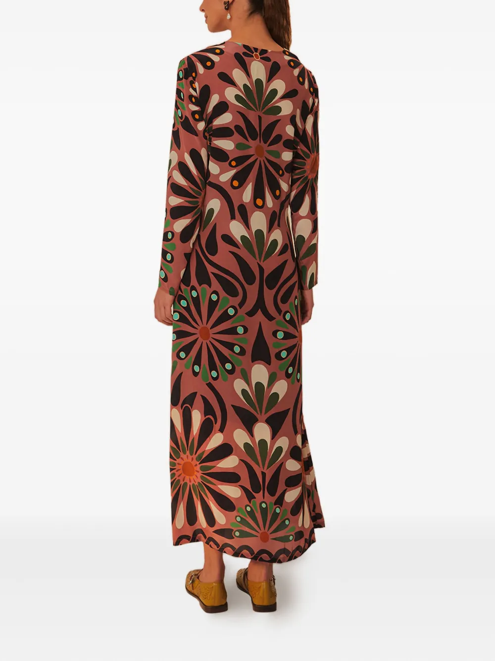 FARM Rio floral-print long-sleeve maxi dress Roze