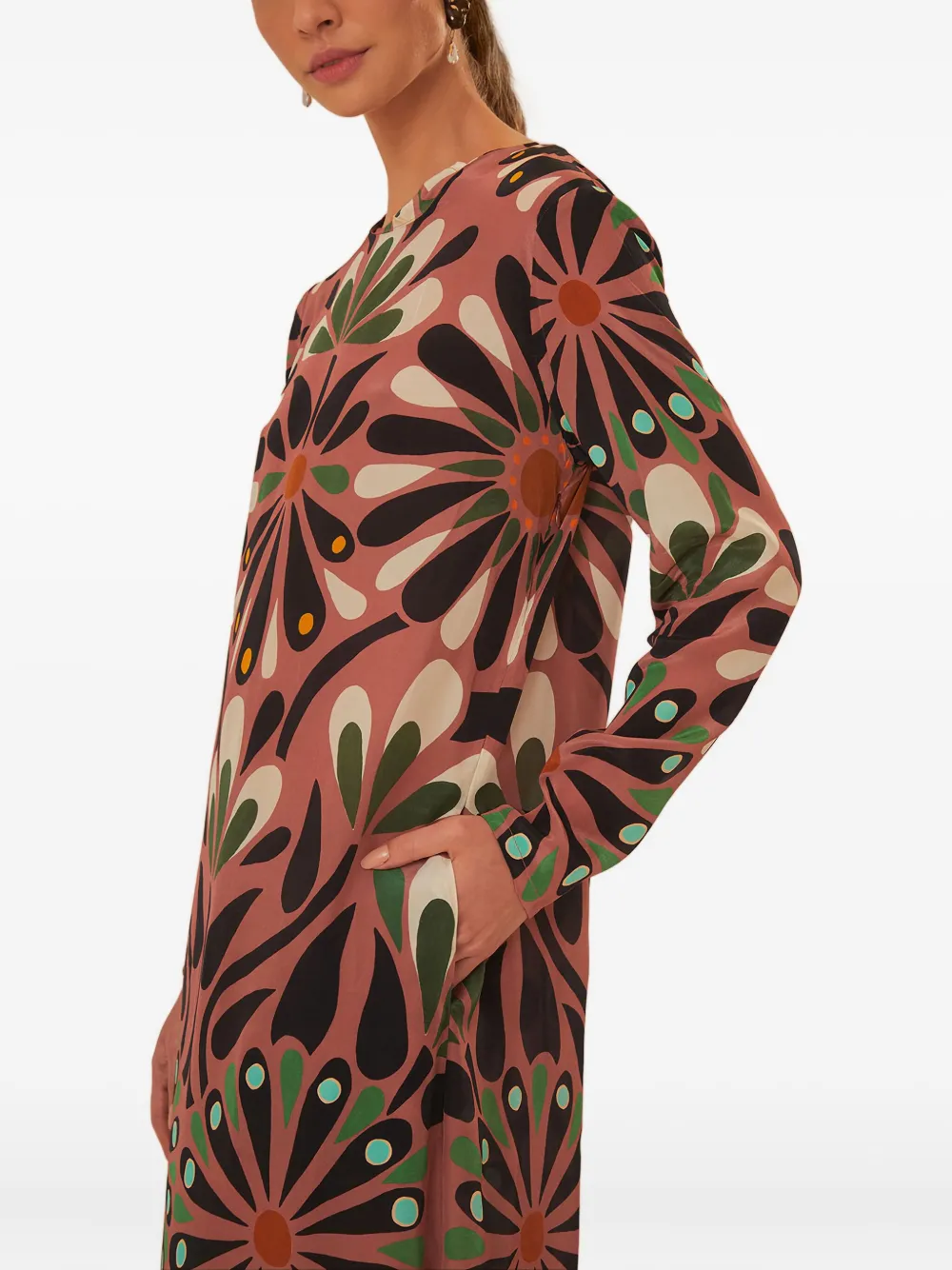 FARM Rio floral-print long-sleeve maxi dress Roze
