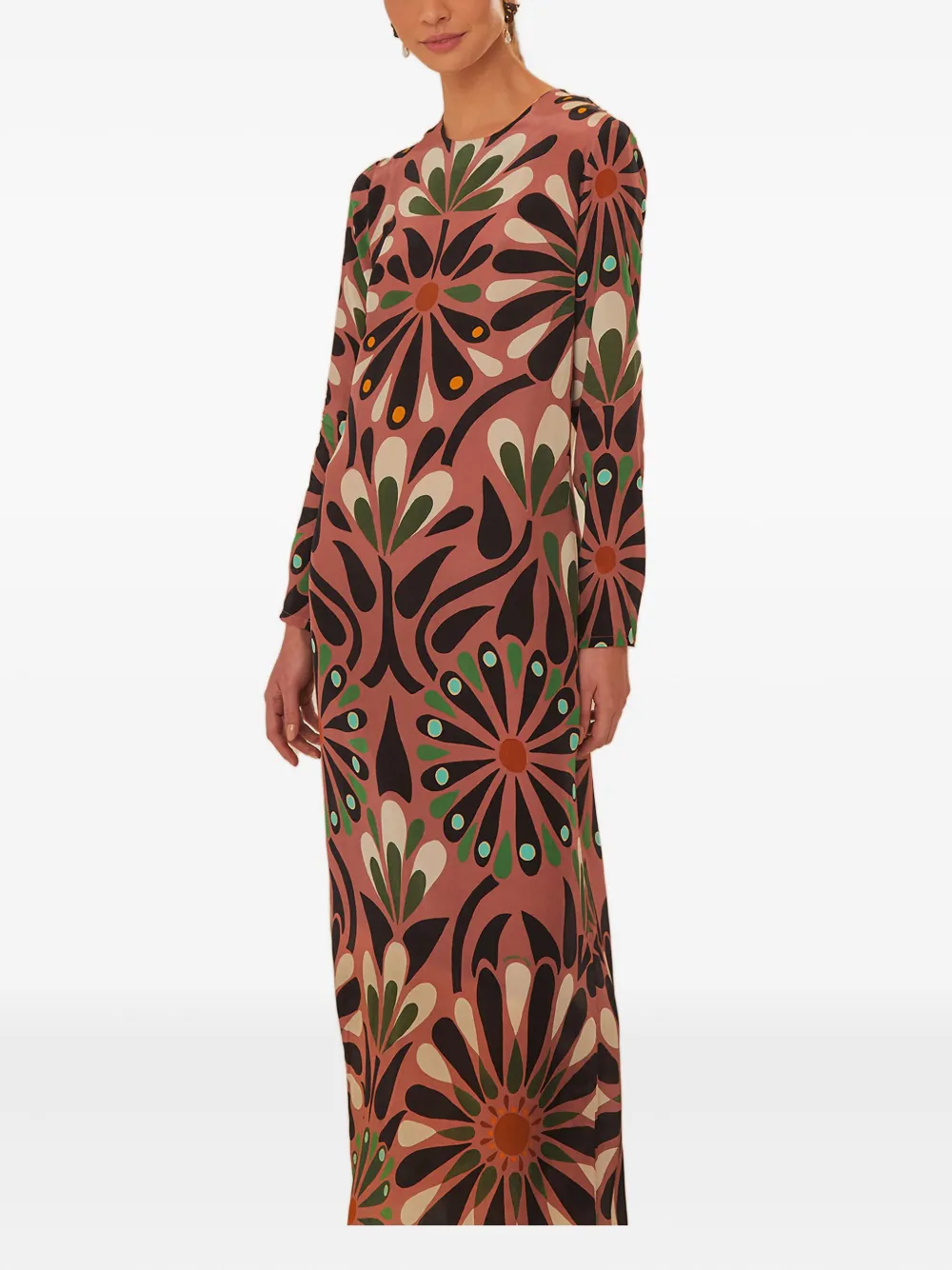 FARM Rio floral-print long-sleeve maxi dress Roze