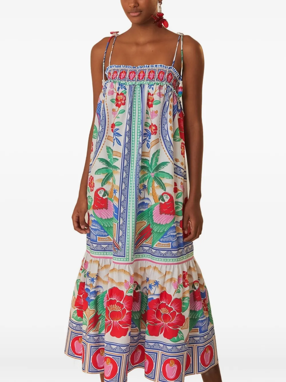 Farm Rio Flowers Beach Midi Dress In Multi