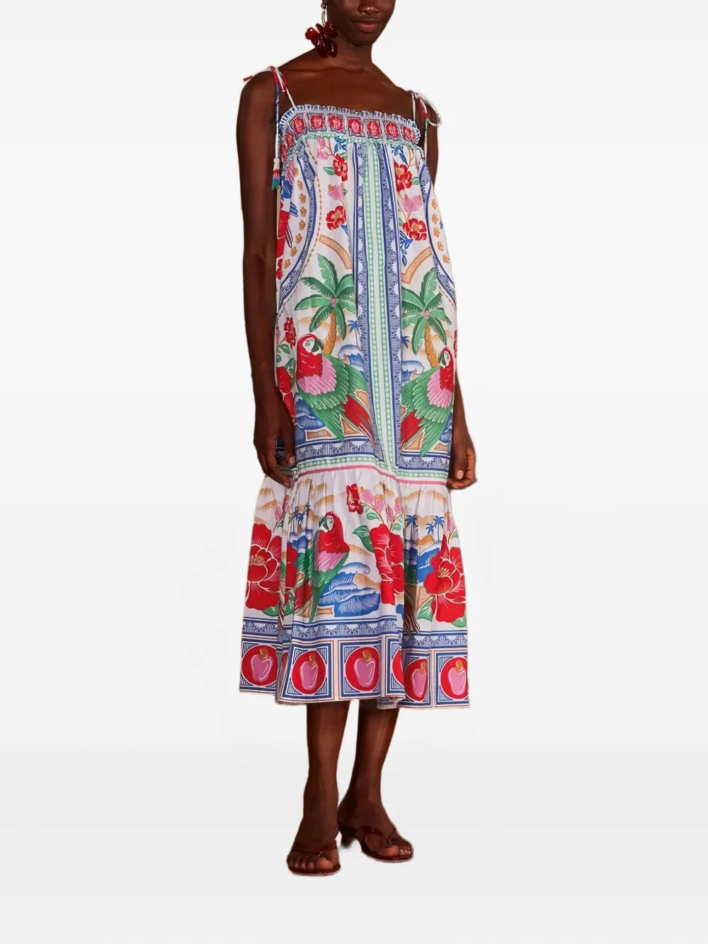 FARM Rio Flowers Beach midi dress - Wit