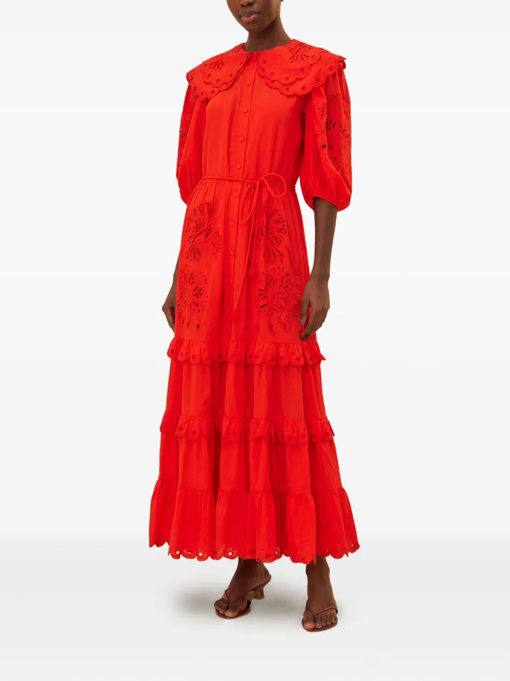 FARM Rio Humming Bird Richelieu maxi-jurk - Rood