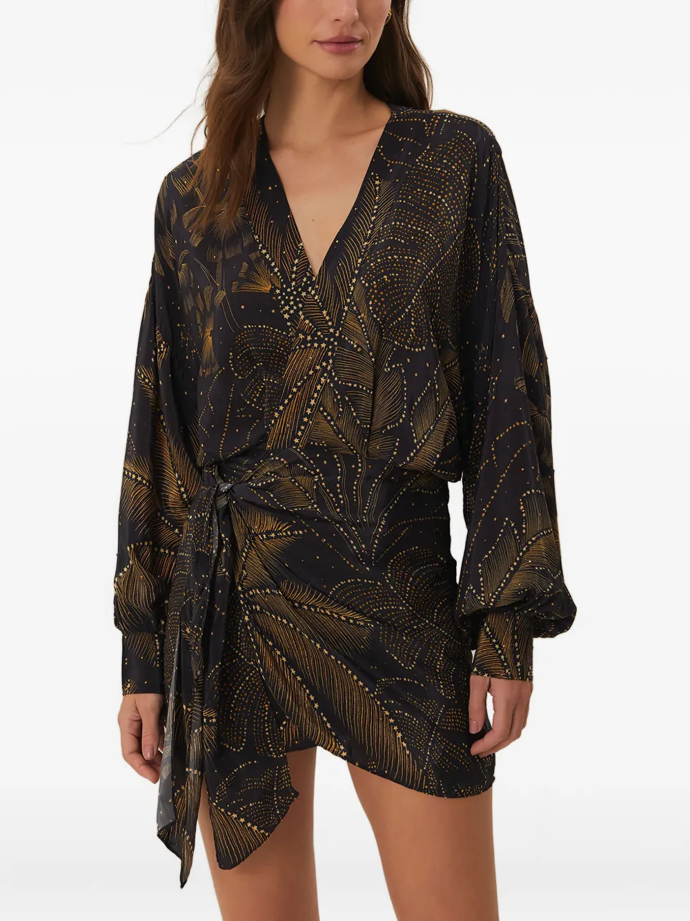 FARM Rio Foliage wrap mini dress | Black | Image 1