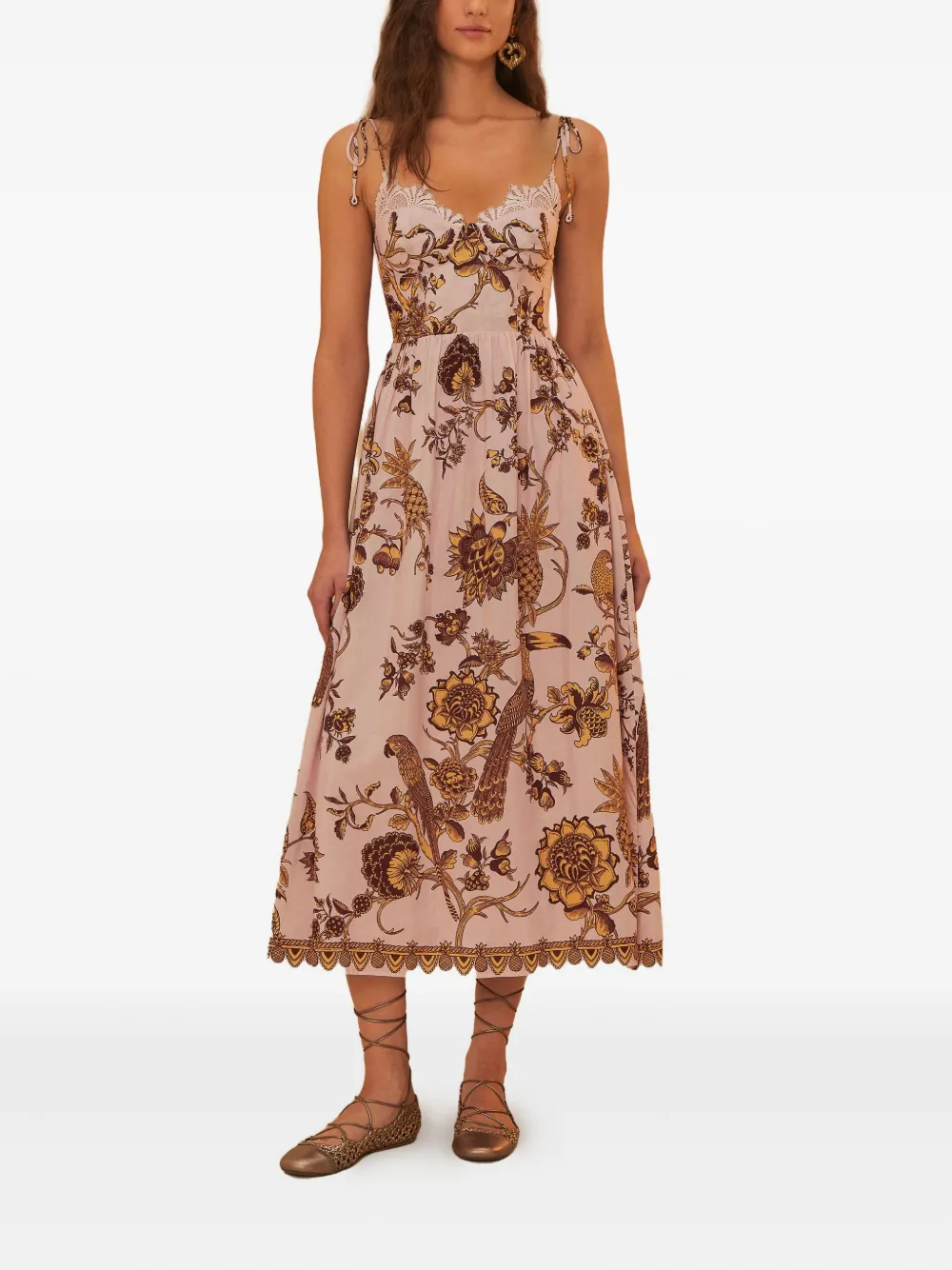 FARM Rio Midi-jurk met bloemenprint - Roze