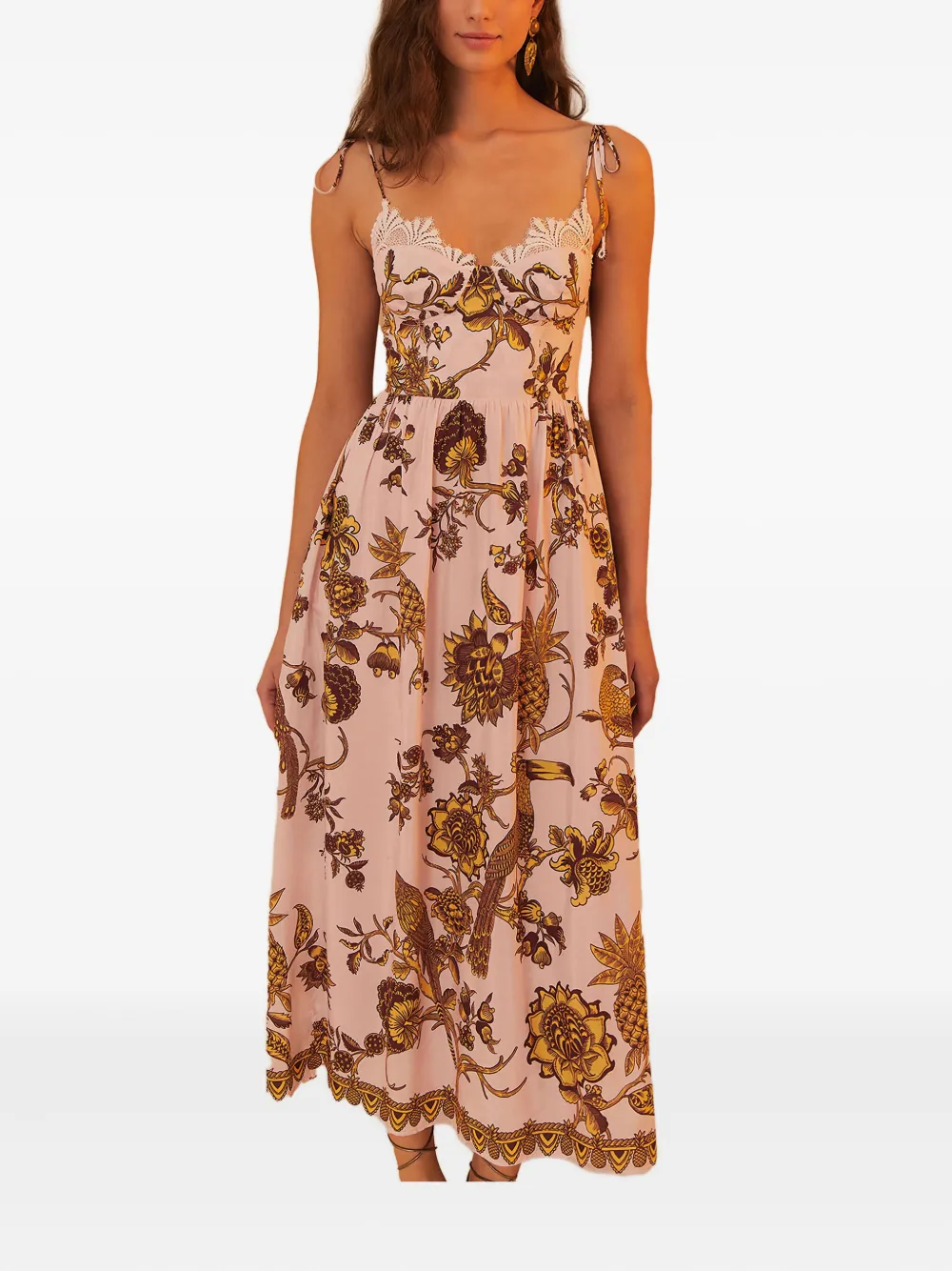 FARM Rio Midi-jurk met bloemenprint Roze