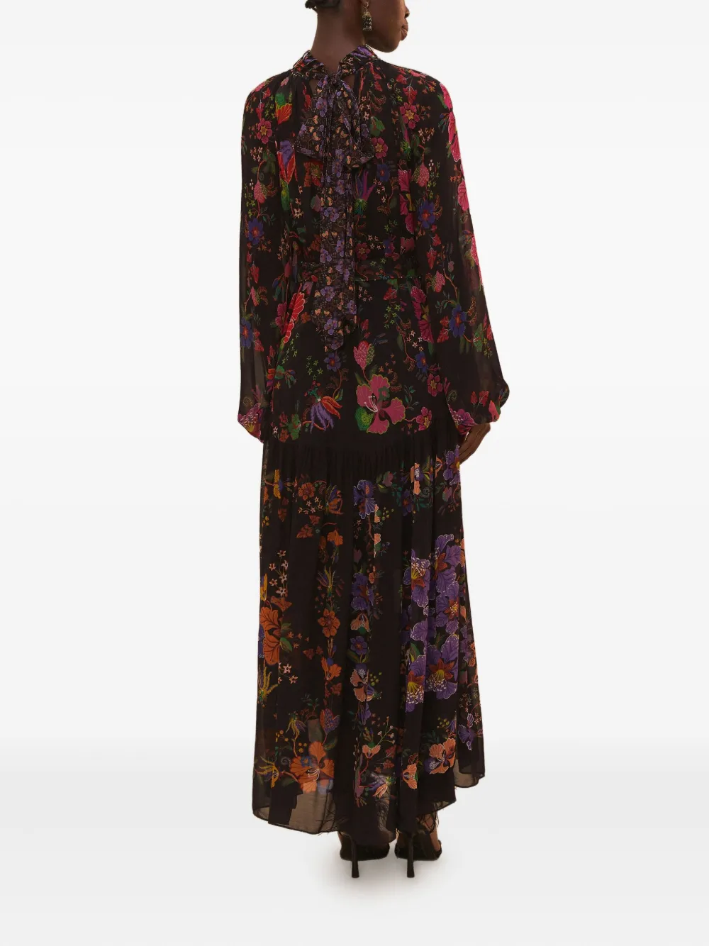FARM Rio Floral Scarves high-neck maxi dress Zwart