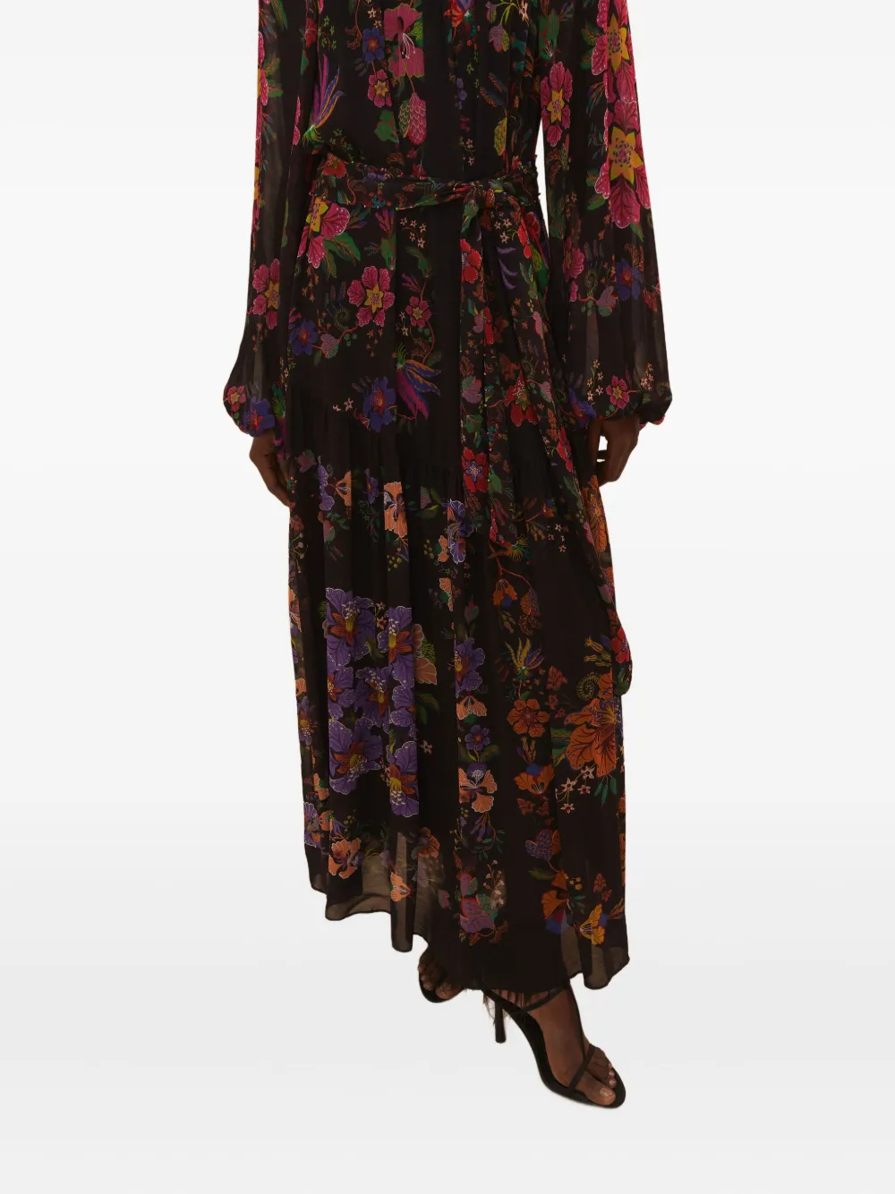 FARM Rio Floral Scarves high-neck maxi dress Zwart