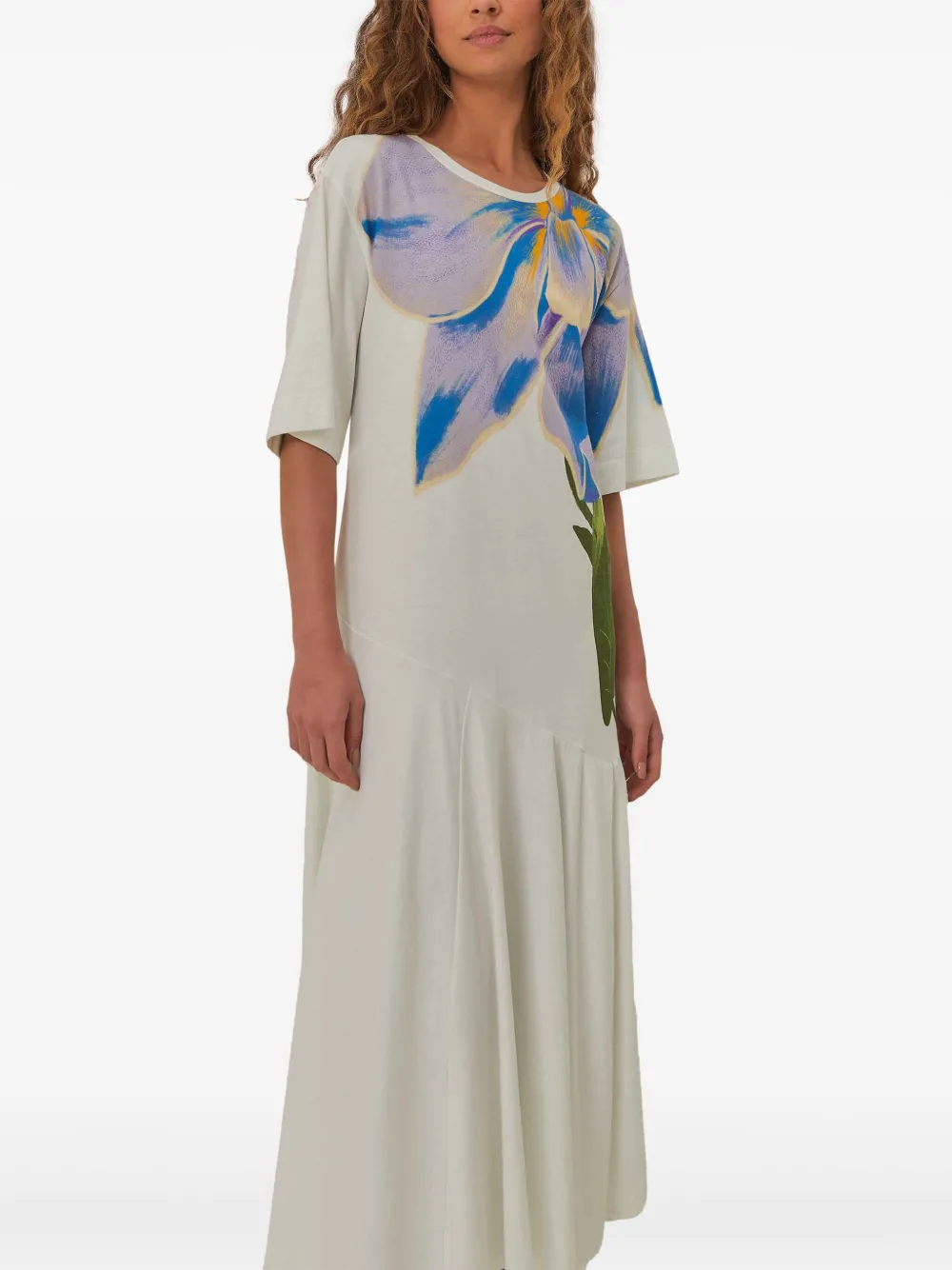 FARM Rio Midi-jurk met bloemenprint Wit