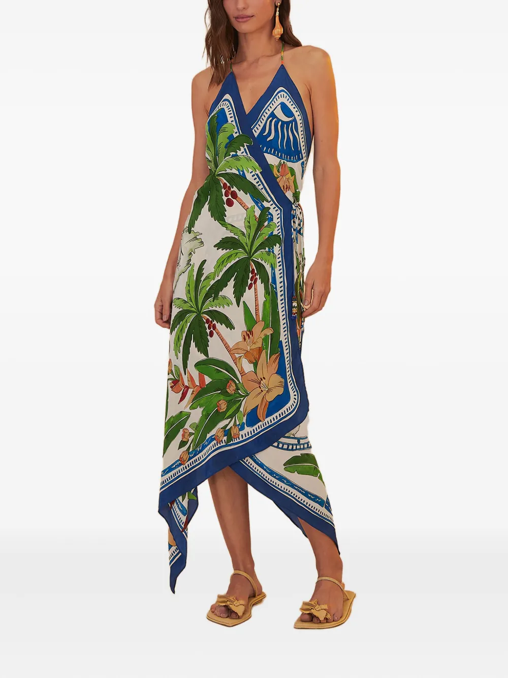 FARM Rio Midi-jurk met tropische print - Beige