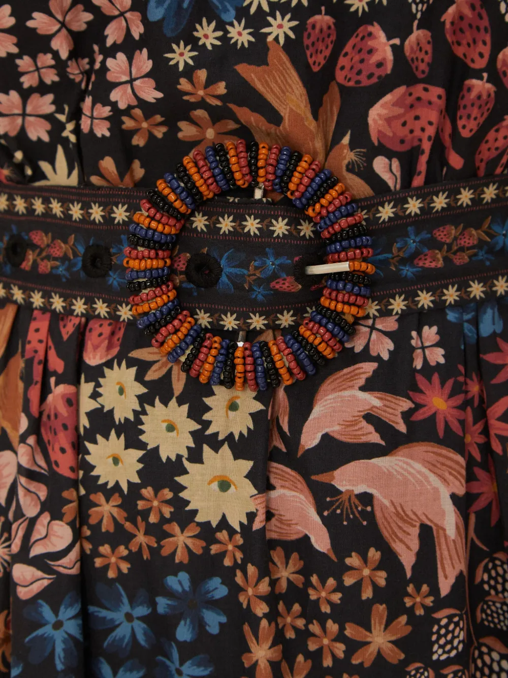 FARM Rio beaded-belt tiered maxi dress Blauw