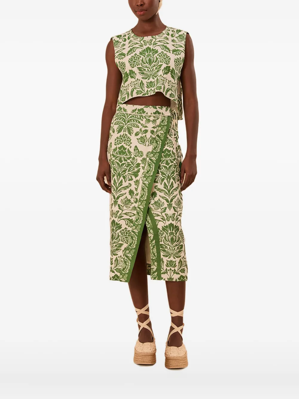 FARM Rio Delicate top met print - Beige