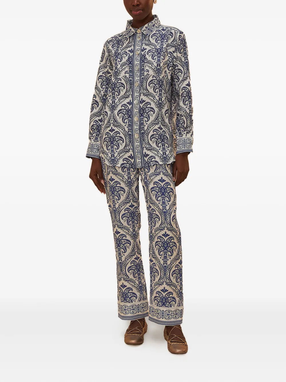 FARM Rio Blouse met Tropical Cameo-print - Beige