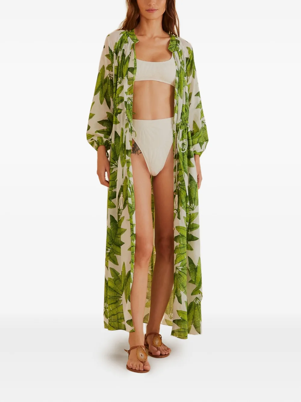 leaf-print beach dress