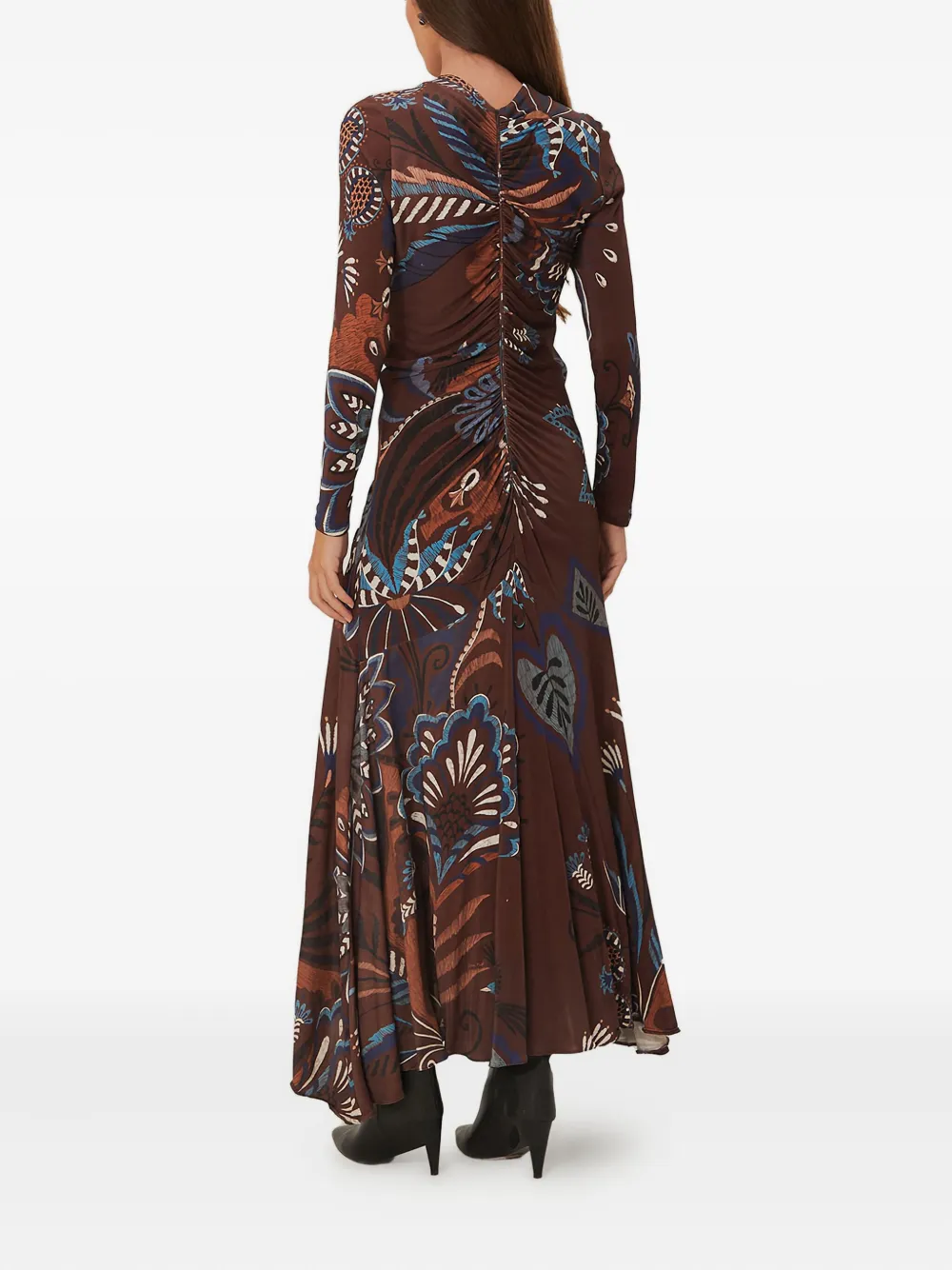 FARM Rio Midi-jurk met bloemenprint - Bruin
