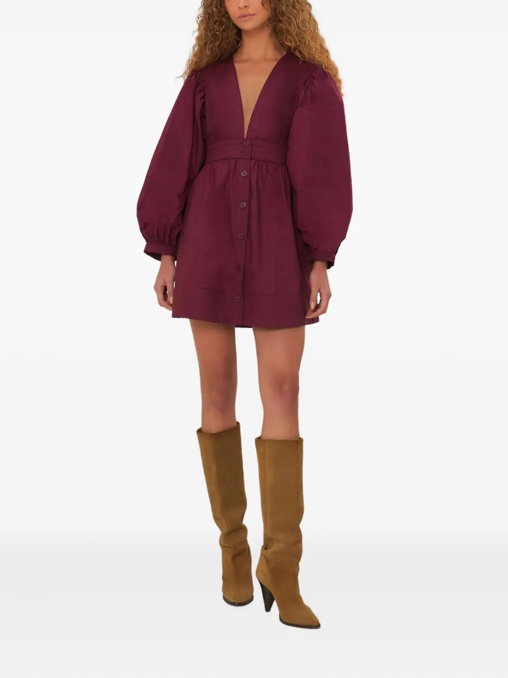 FARM Rio Mini-jurk met pofmouwen - Rood