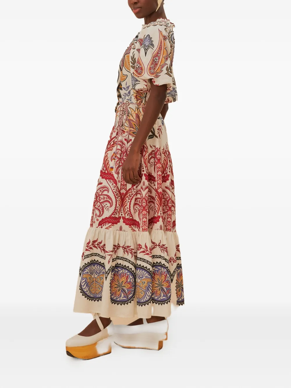 FARM Rio Midi-jurk met paisley-print - Beige