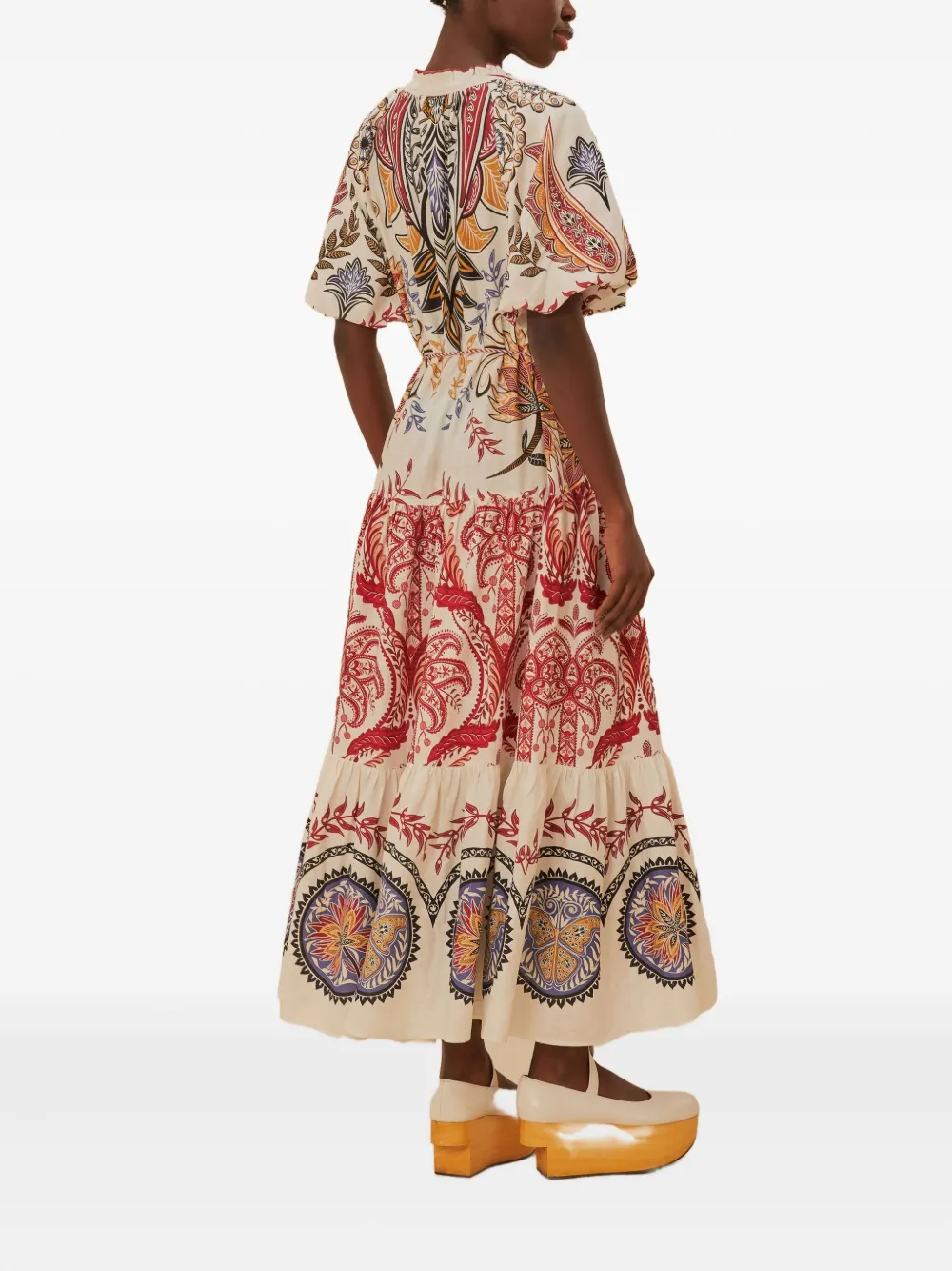 FARM Rio Midi-jurk met paisley-print Beige
