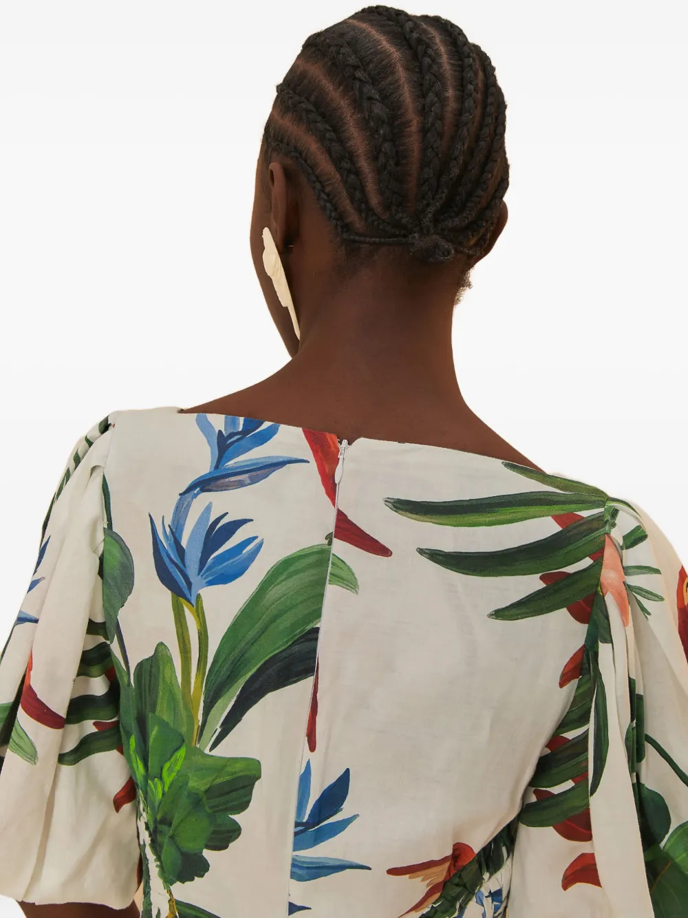 FARM Rio Midi-jurk met bloemenprint Beige