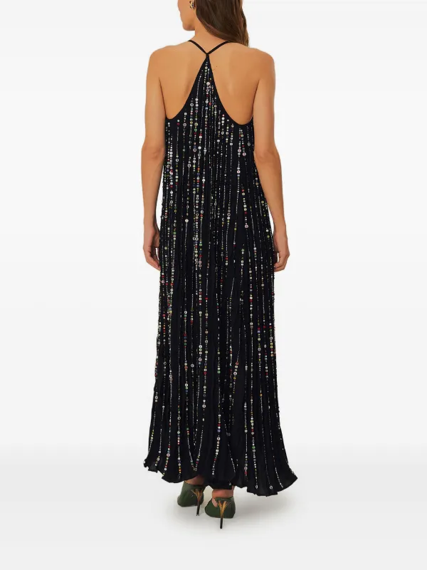 FARM Rio embroidered-stones Pleated Maxi Dress | Black | FARFETCH FARM Rio embroidered-stones Pleated Maxi Dress | Black | FARFETCH