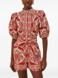 FARM Rio puff-sleeve paisley-print playsuit - Neutrals