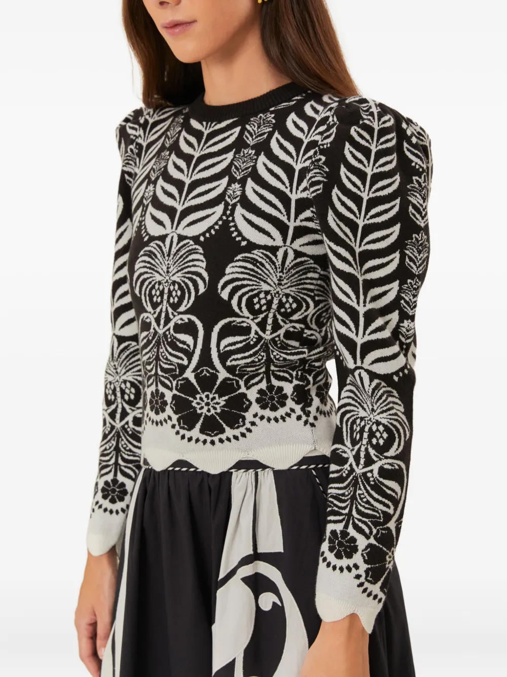 FARM Rio Ainika Tropical Splendor floral-print top Zwart