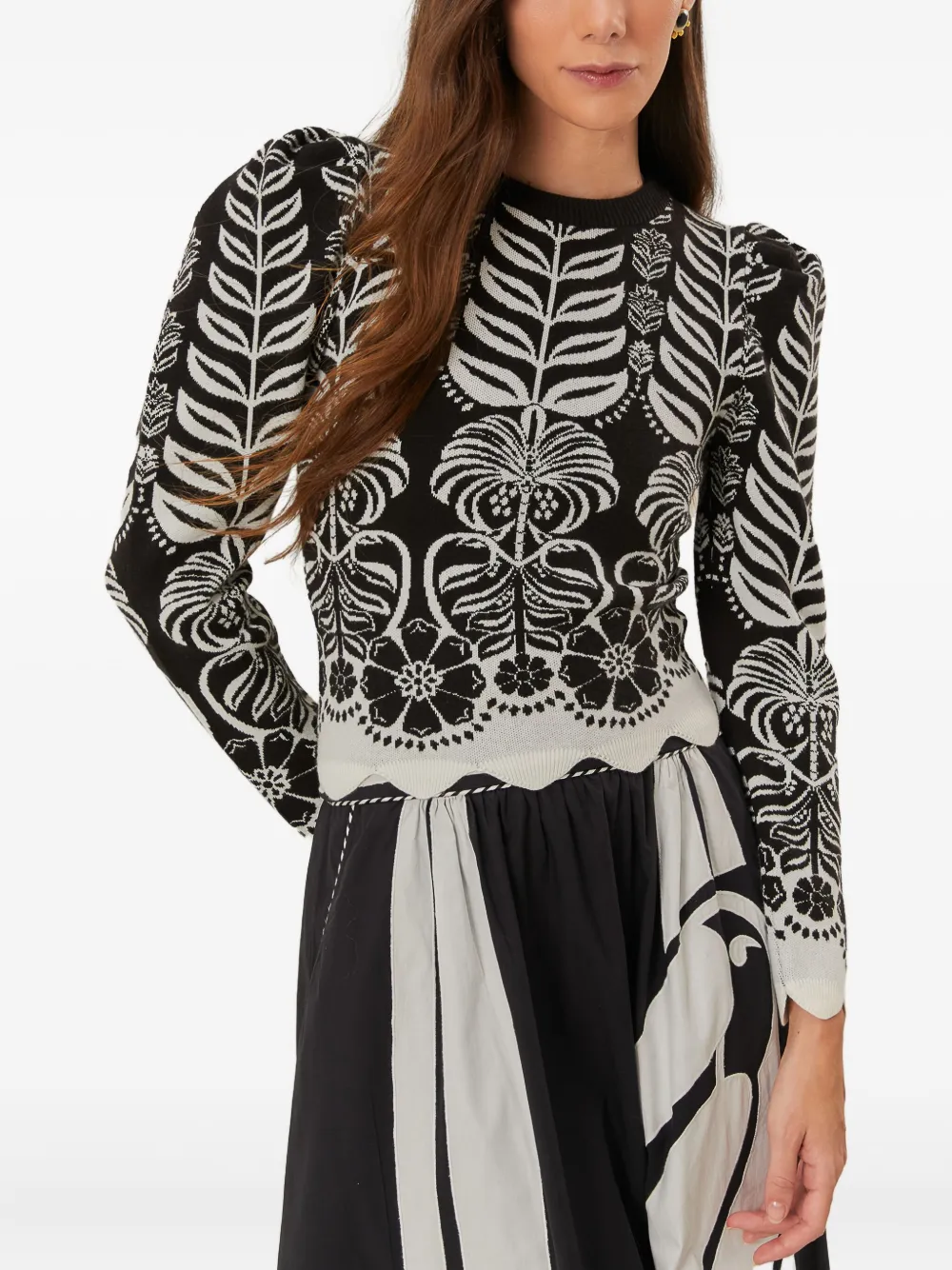 FARM Rio Ainika Tropical Splendor floral-print top Zwart