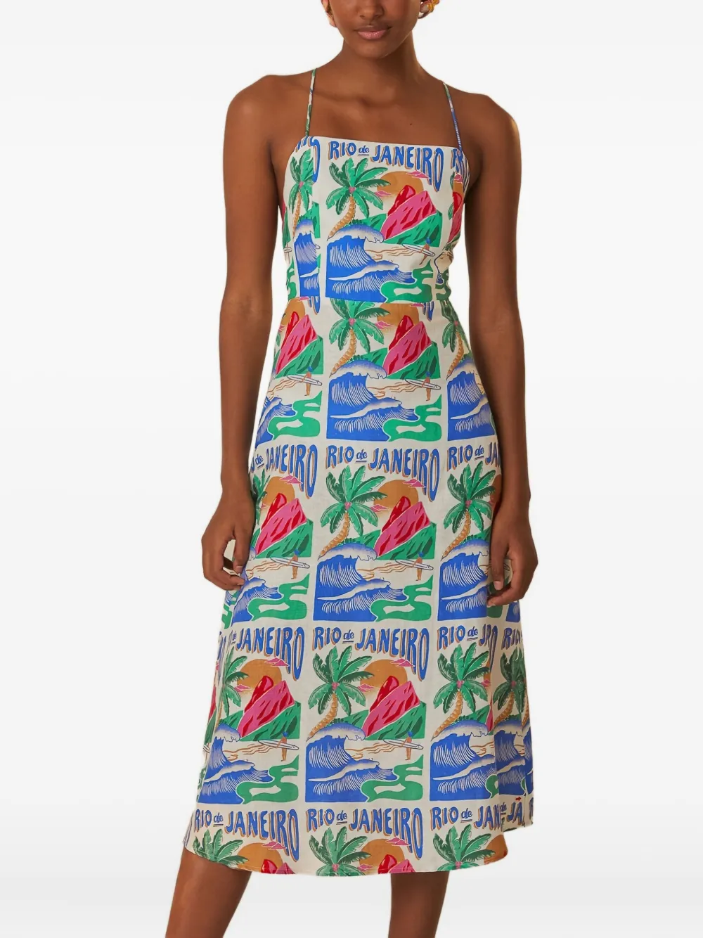 FARM Rio Carioca Posters midi dress | White | Image 1