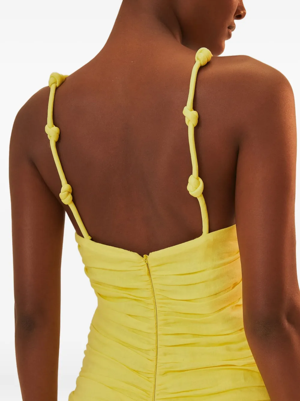 Farm Rio Knotted-strap Ruffled Maxi Dress In Yellow
