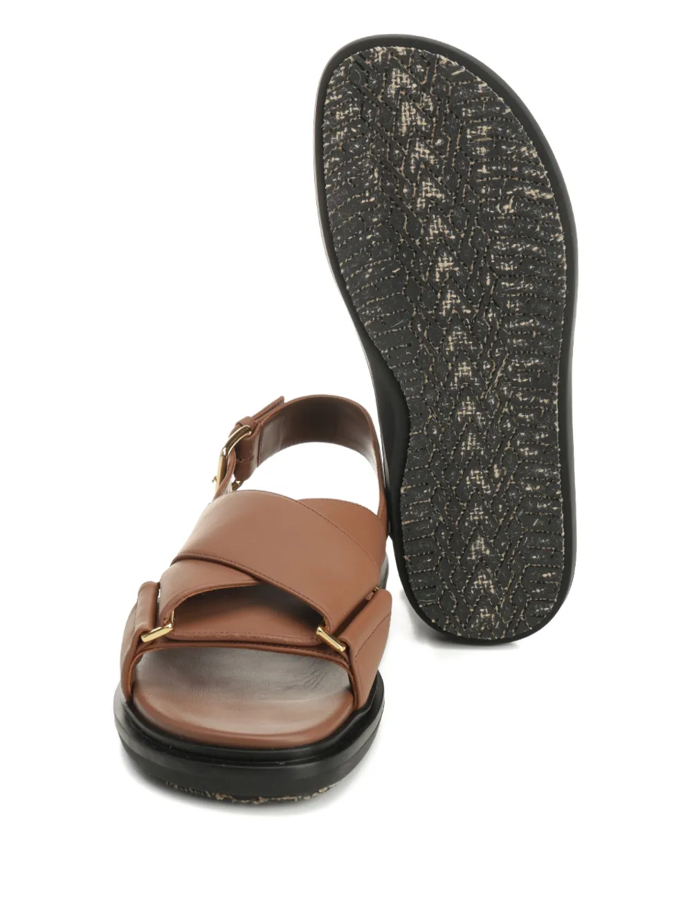 Marni Fussbett cross-strap flat sandals Brown