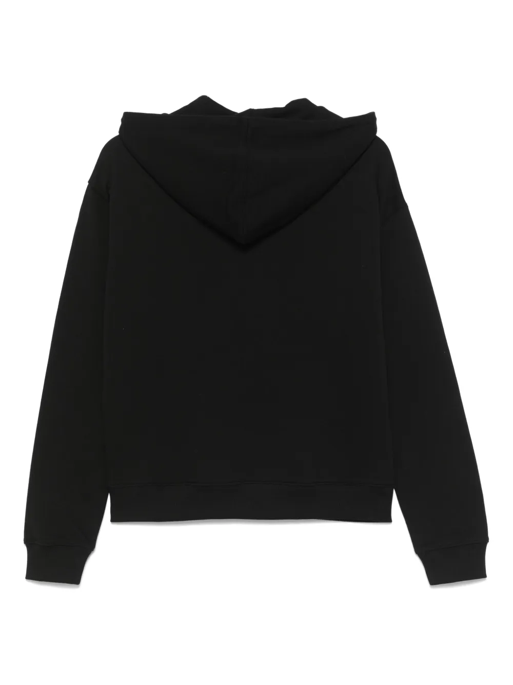 HUGO logo-embroidered cotton hoodie - Zwart
