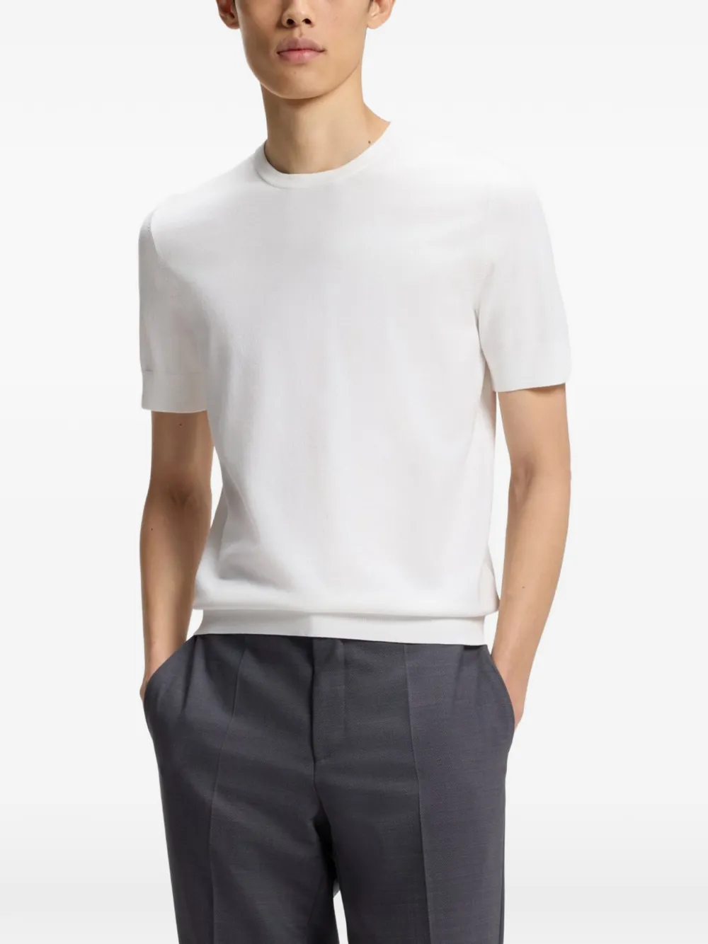 HUGO Fijngebreid T-shirt Wit