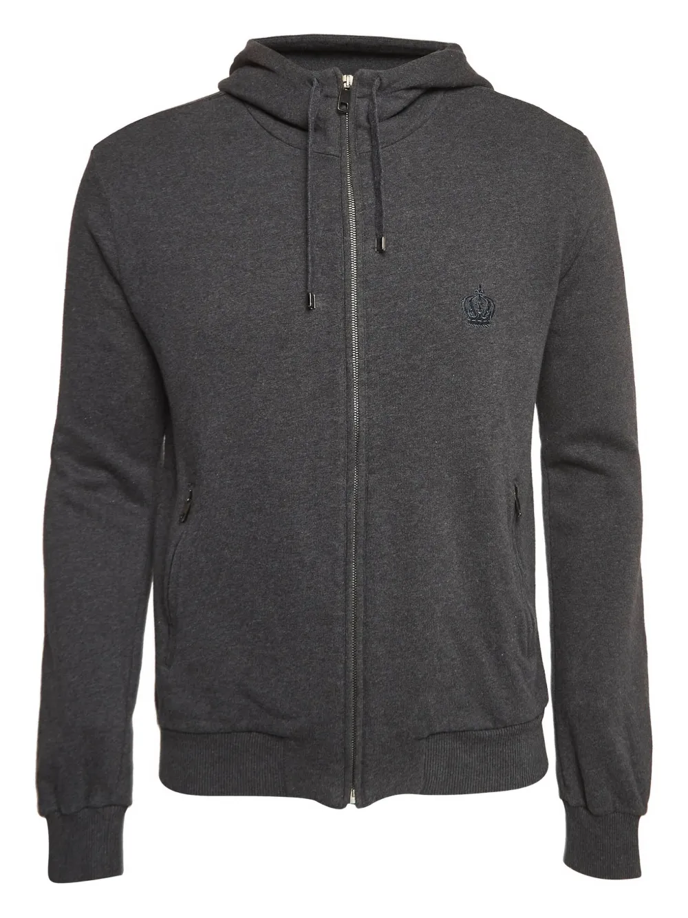 crown embroidered zip hoodie