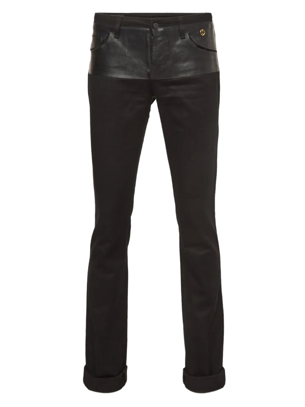 Gucci Pre-Owned leather-trim trousers - Nero