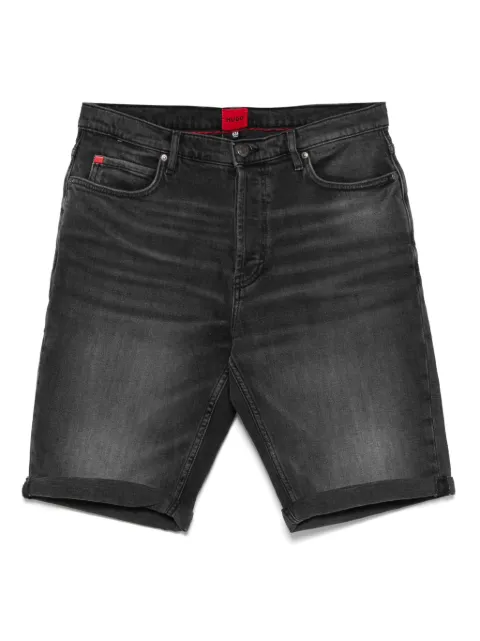 HUGO logo-patch denim shorts