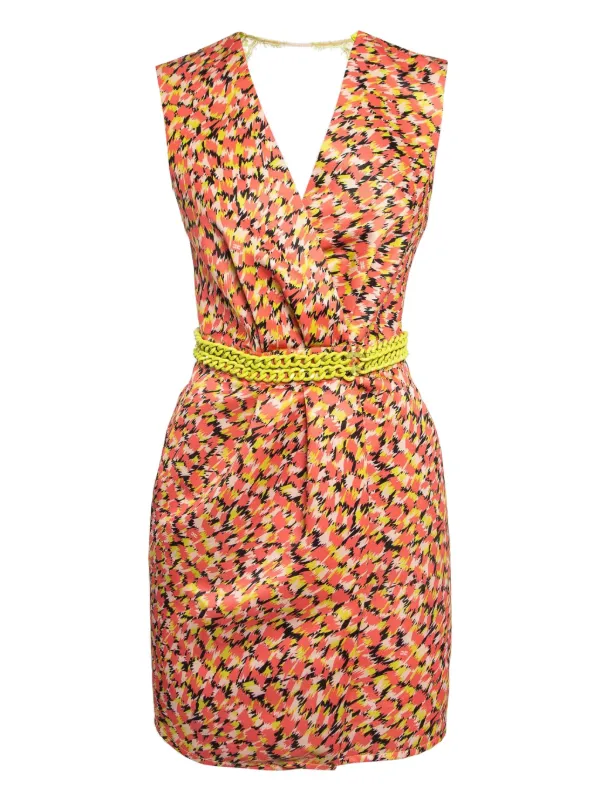elisabetta franchi orange dress Elisabetta Franchi chain-belt Mini Dress | Orange