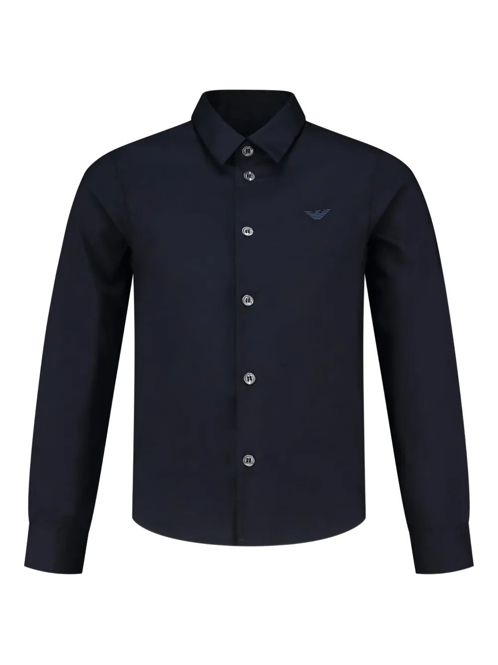 Emporio Ar i Kids logo-embroidered shirt Blauw