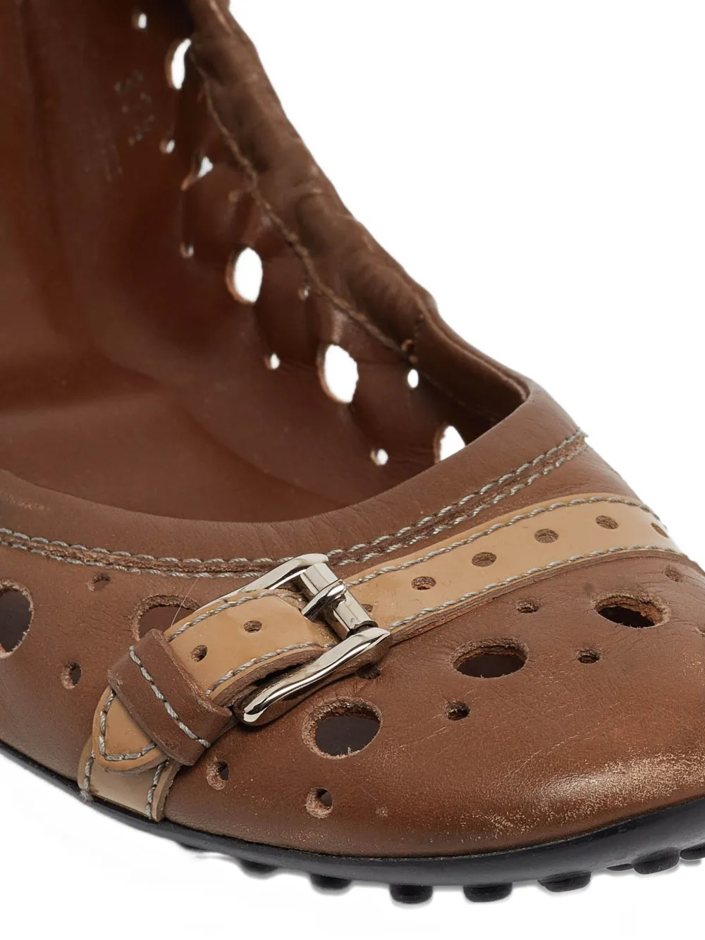 Pre-owned Tod's Vintage  Leather Ballet Flats In Brown