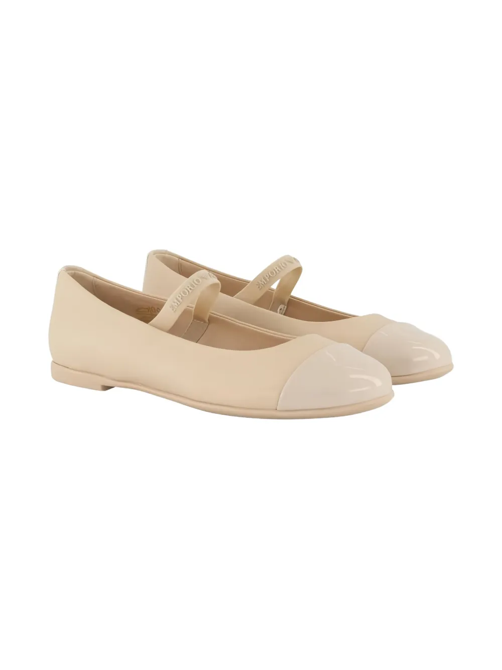 Emporio Armani Kids leather ballerina shoes Neutrals