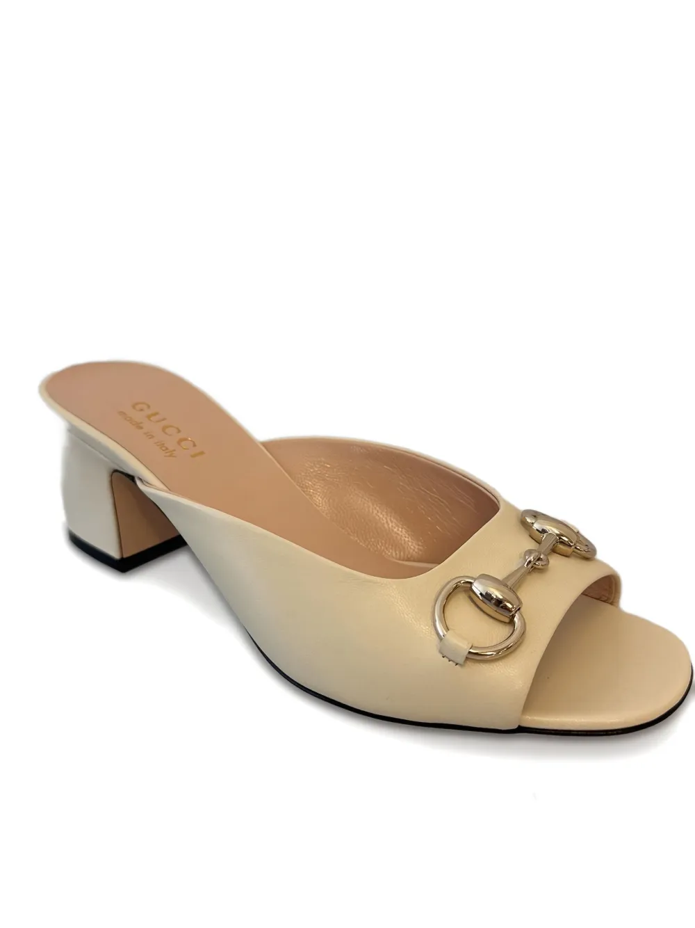 Gucci 55mm Lady Horsebit Open-toe Sandals In Neutral