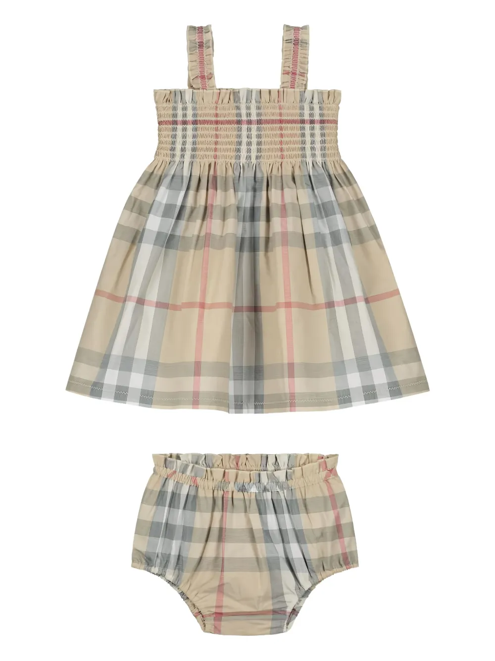 Burberry Kids checked cotton dress - Beige