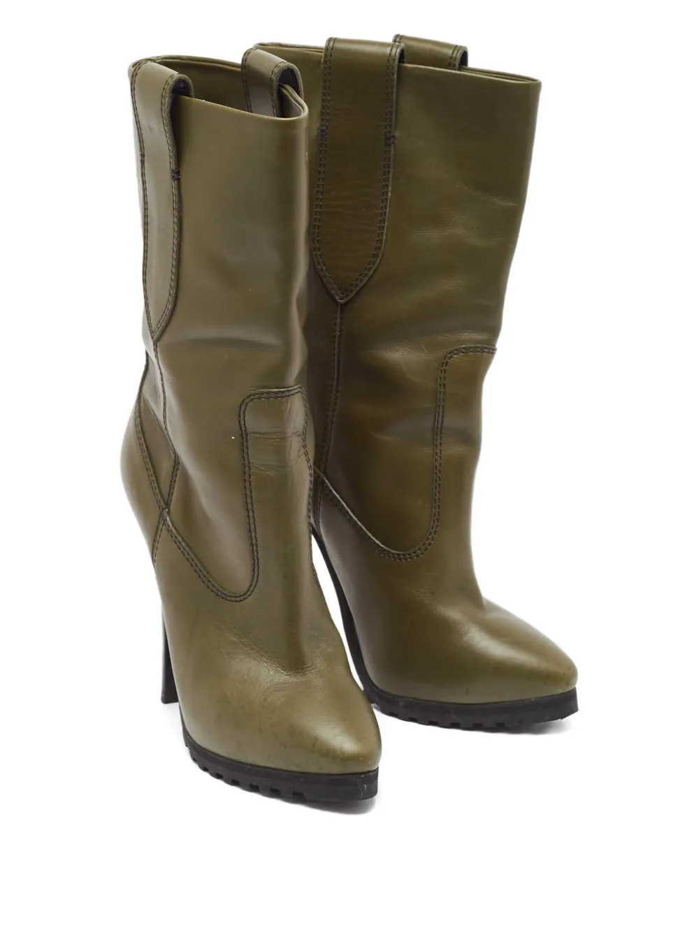 Pre-owned Giuseppe Zanotti Vintage  120mm Leather Boots In Green